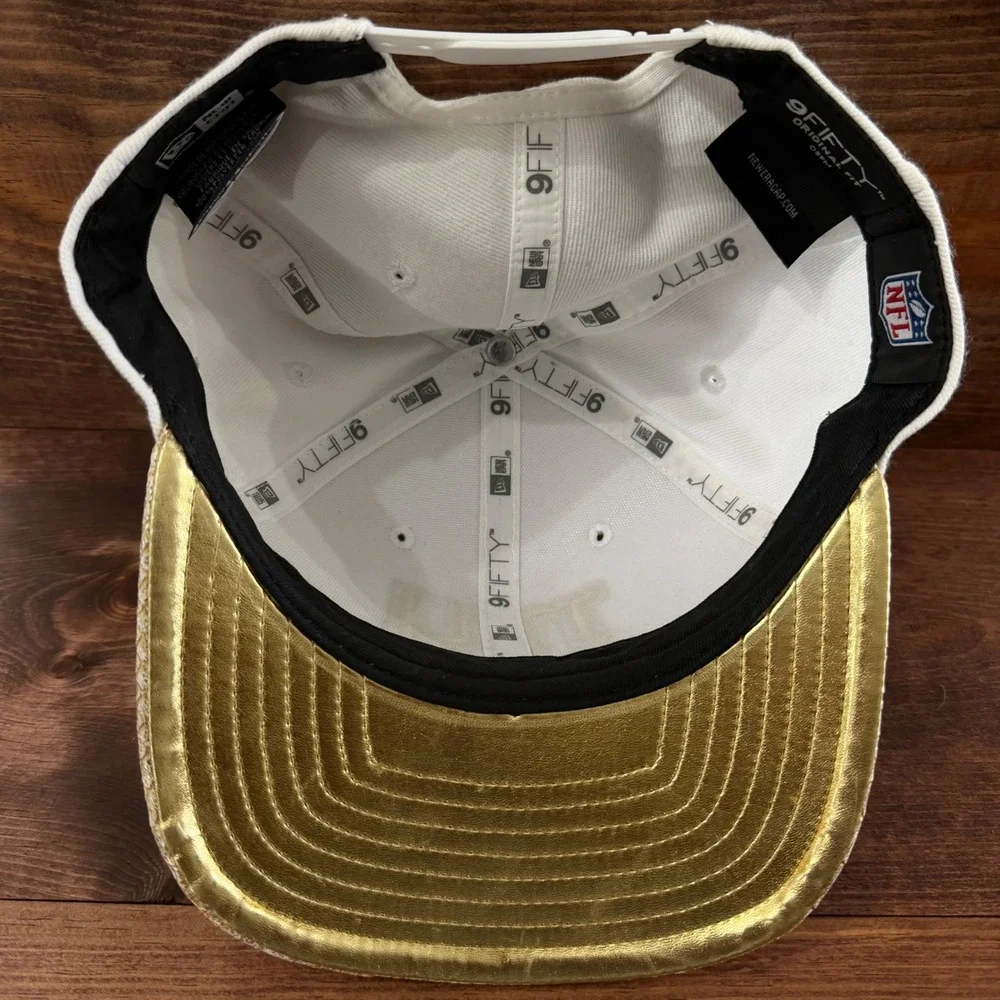 New York Giants New Era 9FIFTY Snapback Hat Wht/Gold Snakeskin Brim NFL Cap RARE